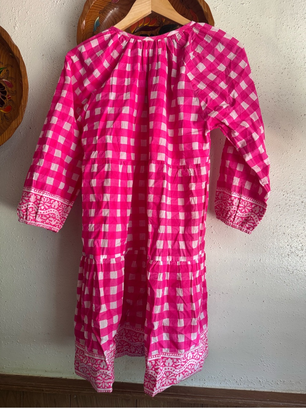 SZ Blockprints Priya Hot Pink Hingham Mini Dress Size Medium - Picture 4 of 8